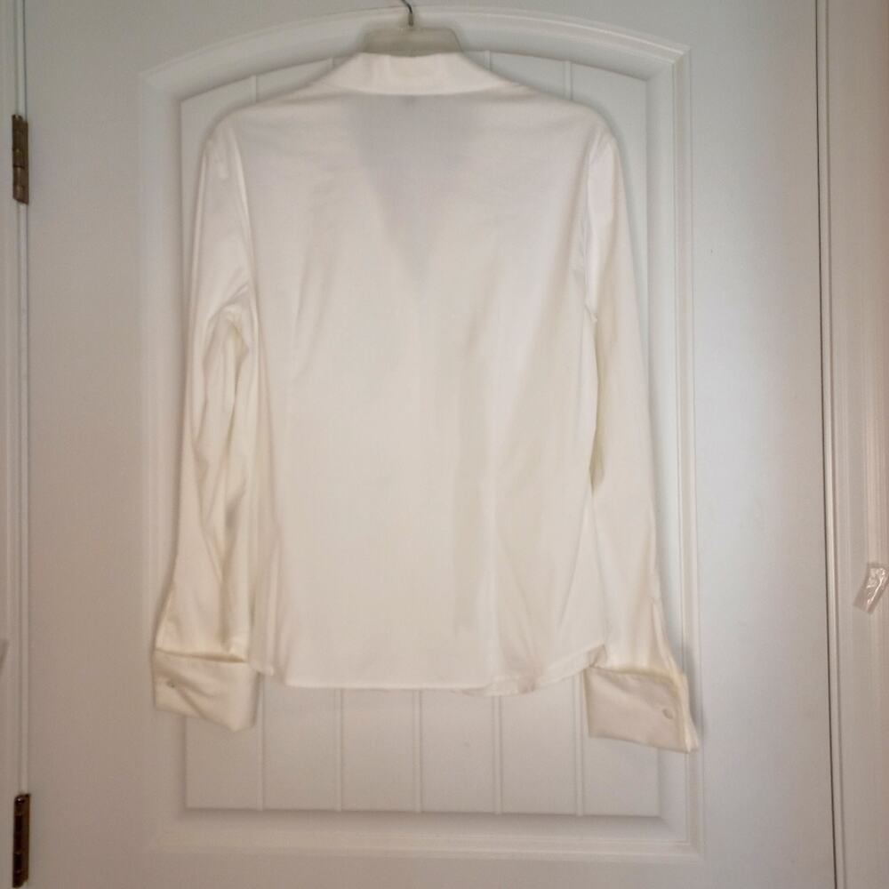 Lafayette 148 Pintuck Button Down Tuxedo Blouse Women's Sz 10 White - Picture 4 of 11